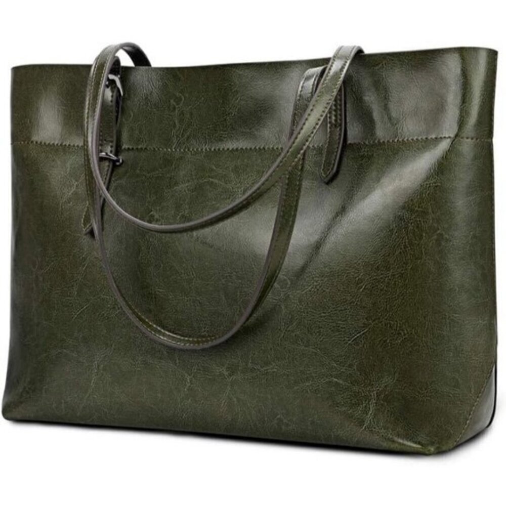 ⚡Women Green Vintage Genuine Leather Tote Shoulder Bag Satchel Handbag